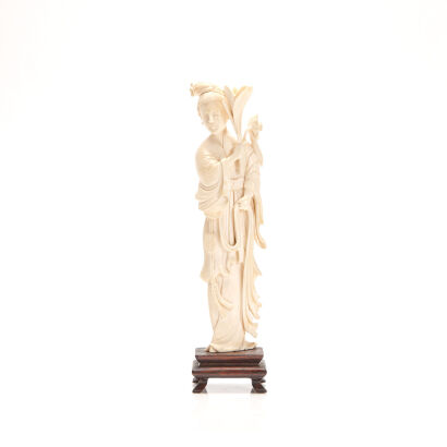 A Mid-20th Century Chinese Young Lady Ivory Carving