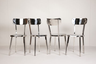 A Set of Six Contemporary Polished Chrome Chairs