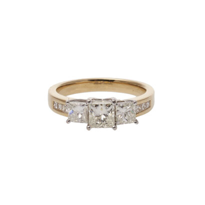 18ct Three Stone Princess Cut Diamond Ring