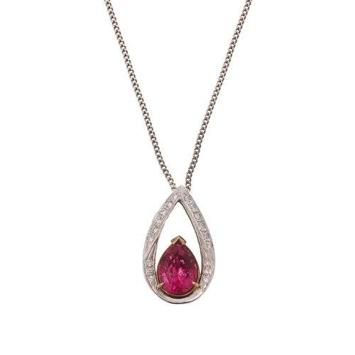 18ct Red Spinel and Diamond Necklace