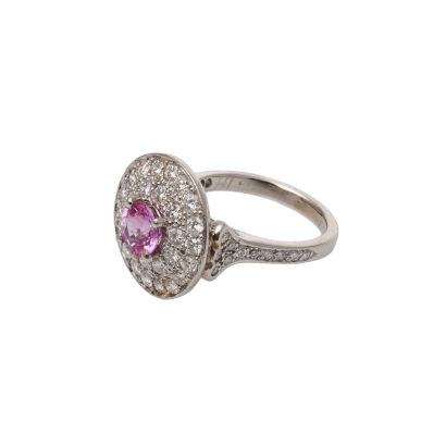 Platinum Pink Sapphire and Diamond Ring