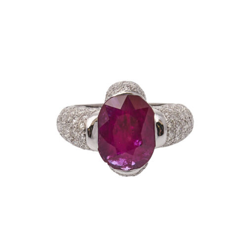 14ct White Gold 3.2ct Ruby and Diamond Ring