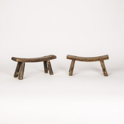 Two 19th Century Chinese Wooden Headrests