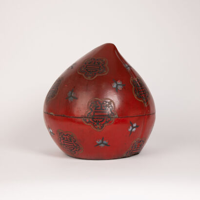 A Chinese Peach Shaped Lacquered Box