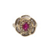 14ct White Gold Ruby and Diamond Cluster Ring