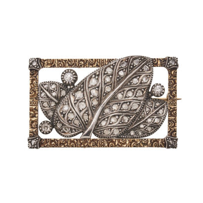 Platinum and Gold Rectangular Vintage Brooch