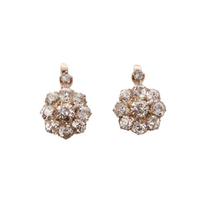 18ct Rose Gold Edwardian Diamond Drop Earrings