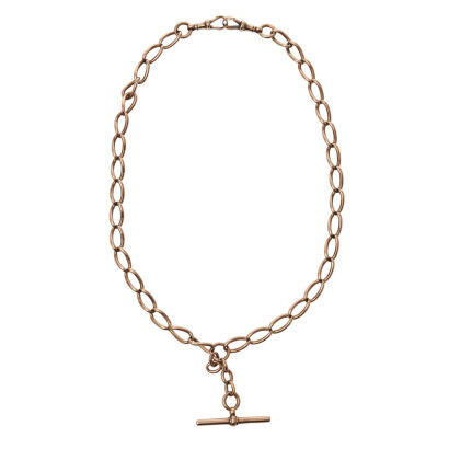 9ct Rose Gold Fob Chain with T Bar