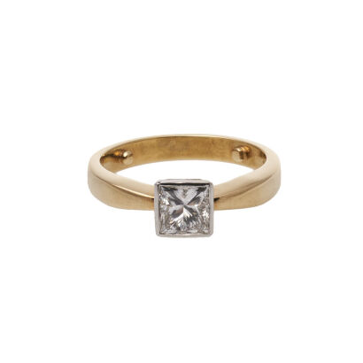 Platinum and 18ct Princess Cut Solitaire Ring