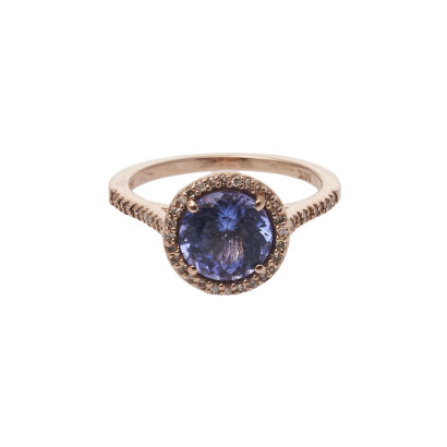 14ct Rose Gold Tanzanite and Diamond Ring