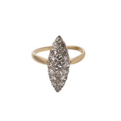 18ct Vintage Navette Diamond Ring