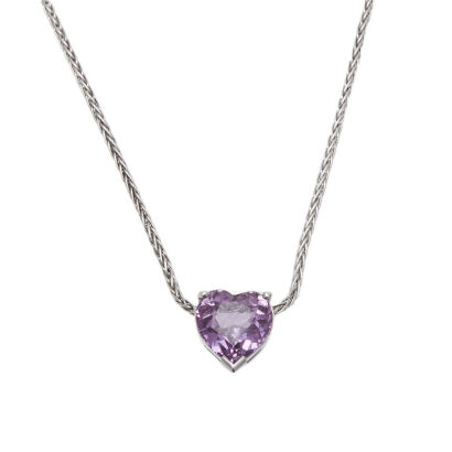 18ct White Gold Heart Shape Pink Sapphire Necklace