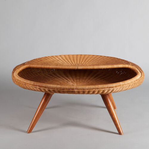 An Organic Formed Woven Cane Coffee Table