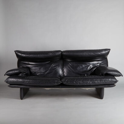 A Vintage 1980s Italian Leather Two Seater Sofa.