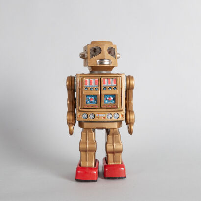A Vintage Japanese Rotate-O-Matic Super Astronaut Tin Toy