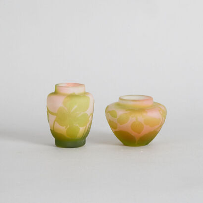 A Pair of French Gall&eacute; Cameo Glass Vases