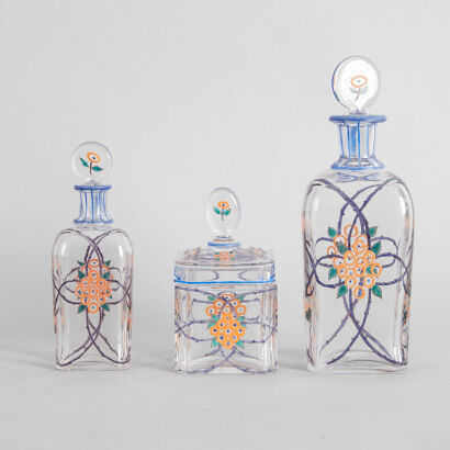 A Trio of French Marcel Goupy Glass Vessels