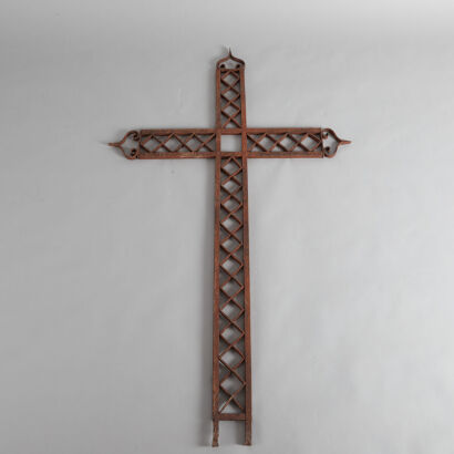 A Large French Iron Antique Crucifix