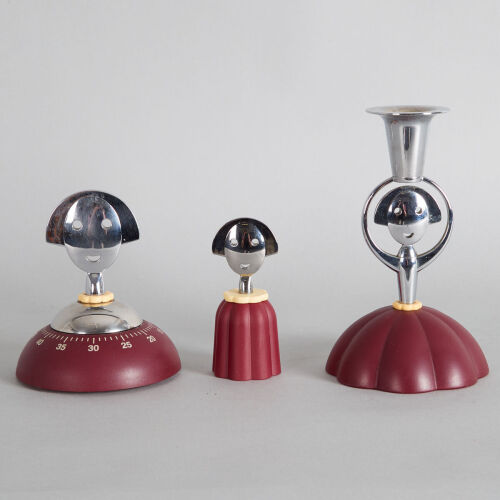 An Alessandro Mendini Anna G Timer, Bottle Stop and Candle Holder for Alessi