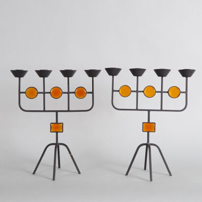 A Pair of Erik H&ouml;glund and Gunnar Ander Candelabras for Ystad Metall