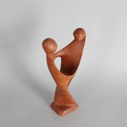 A 1960s Teak Lovers Embraced Sculpture by Simon Randers for Randers Mobelfabrik