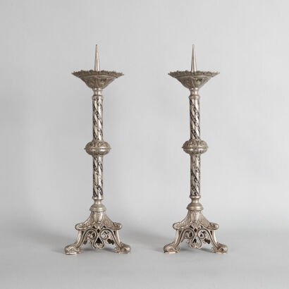 A Pair of French Church Candelabras