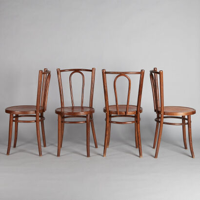 A Suite of Four Poker French Bentwood Chairs