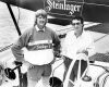 PHOTOGRAPHER UNKNOWN Touring Pink Floyd drummer Nick Mason and Peter Blake aboard Steinlager One, moored at Marsden Wharf
