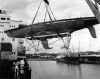 PHOTOGRAPHER UNKNOWN Steinlager Two carefully eased into position for her voyage to England and the start of the 1989/90 Whitbread Round-the-World Yacht Race