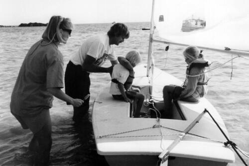 PHOTOGRAPHER UNKNOWN Peter Blake taking his family out for a sail
