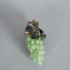 A Vintage Bunch of Grapes & Leaves Green Marble Jade Stone Cluster - 2