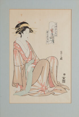 A Print of Shizuka in the Shizutama by Chobunsai Eishi Nishiki-e