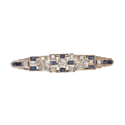 An Art Deco Sapphire and Diamond Brooch