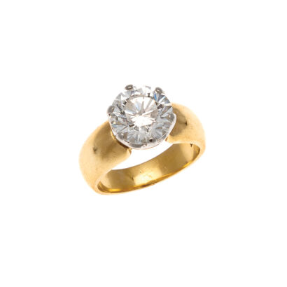 18ct Yellow and Platinum 3.51ct Solitaire Diamond Ring