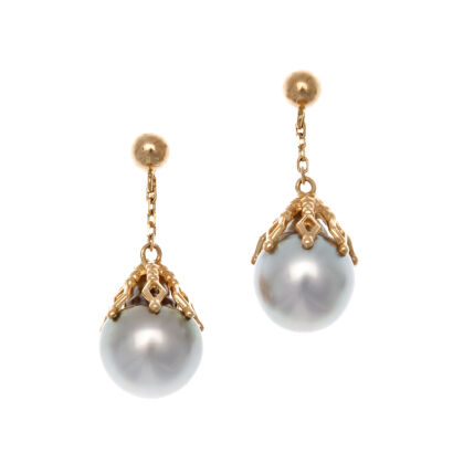 18ct Tahitian Pearl Drop Earrings