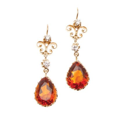 14ct Citrine and Diamond Earrings