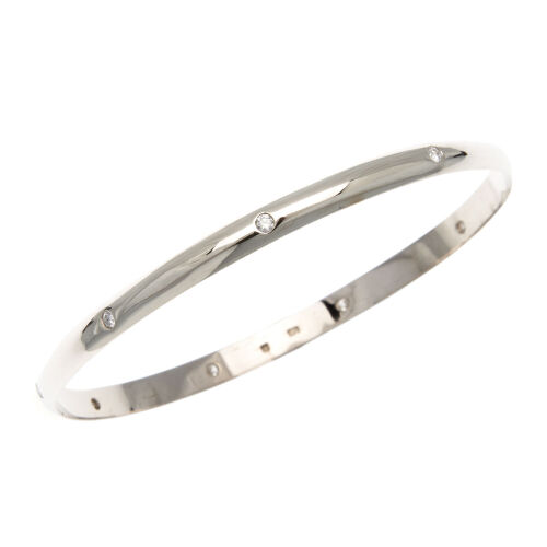 9ct White Gold Diamond Bangle