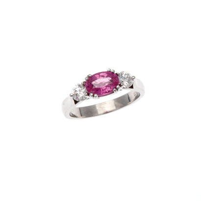 18ct White Gold Pink Sapphire and Diamond Ring