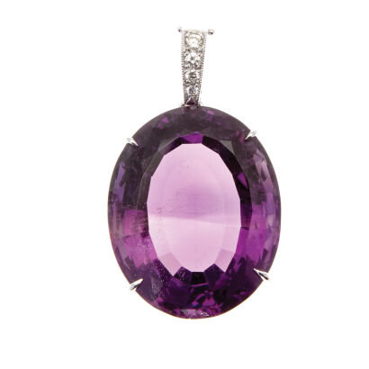 18ct White Gold 32.96ct Amethyst and Diamond Enhancer