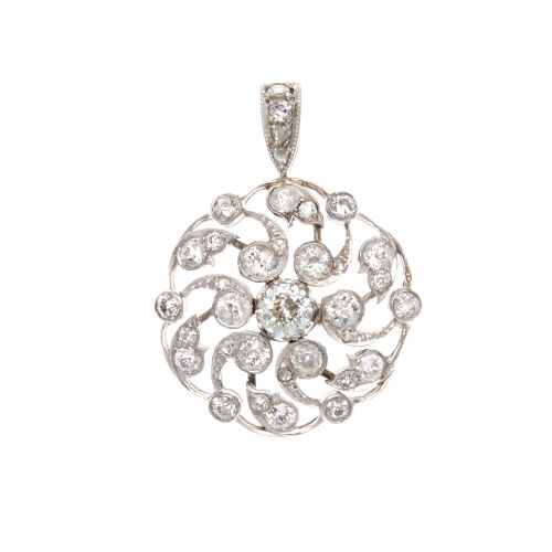 Platinum and Gold Diamond Cluster Pendant