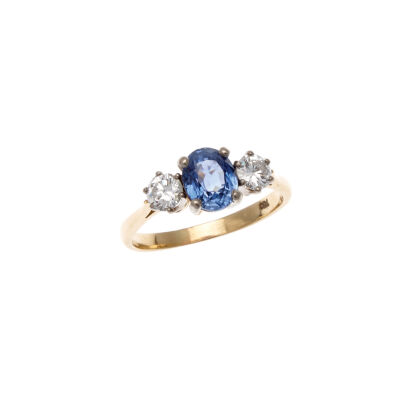 18ct Yellow and White Gold Sapphire and Diamond Ring