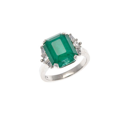 Platinum 8.50ct Emerald and Diamond Ring