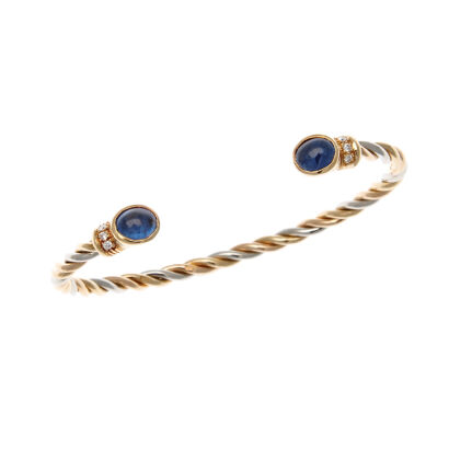 18ct Tri-gold Sapphire and Diamond Cuff