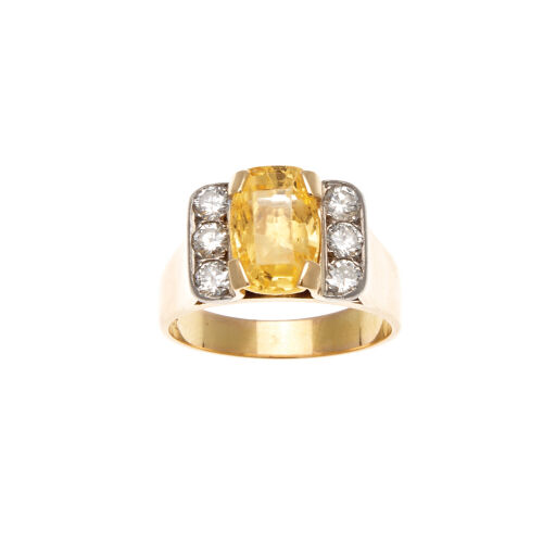 18ct Golden Sapphire and Diamond Ring