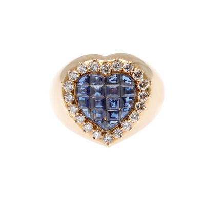 18ct Sapphire and Diamond Heart Ring