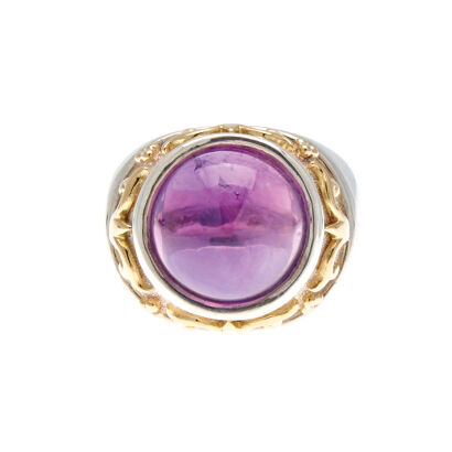 Sterling Silver and 18ct Gold Amethyst Ring