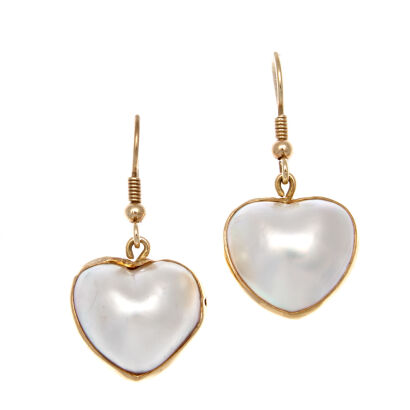 18ct Mabe Pearl Heart Earrings