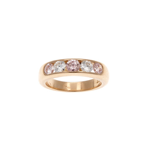 18ct Rose Gold Pink and White Diamond Ring