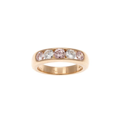 18ct Rose Gold Pink and White Diamond Ring