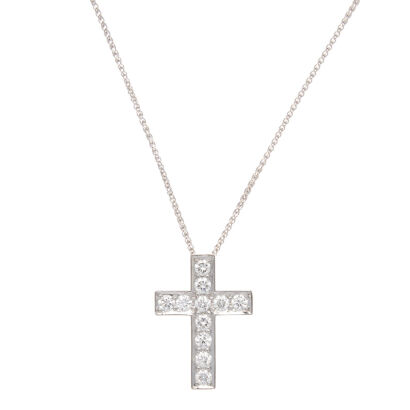 18ct White Gold Diamond Cross Pendant